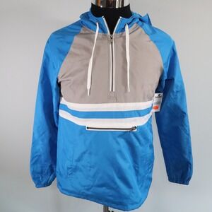 Zine Hoodie Jacket Mens Small Half-Zip Pullover Windbreaker Blue Long Sleeve NWT